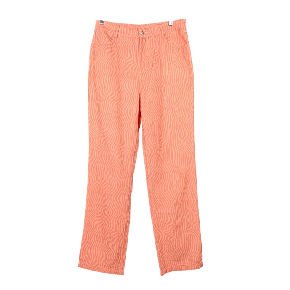 Peppermayo Electric Avenue Pants Coral Wave Psychedelic Swirl Jeans US 8 AU 12